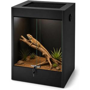 PVC Tall Reptile Tank 33 Gallon Reptile Enclosure Terrarium, Front Opening Bearded Dragon Tank 24"x18"x18" with Sliding Doors & Screen Ventilation, Enclosure Habitat for Snakes, Geckos, Lizard, Frog