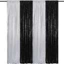 Sequin Backdrop Curtains 2FTx8FT 4 Panels Glitter Drapes Sparkly Photography Background for Wedding Birthday Party Bridal Baby Shower (Silver x 2+Black x 2)