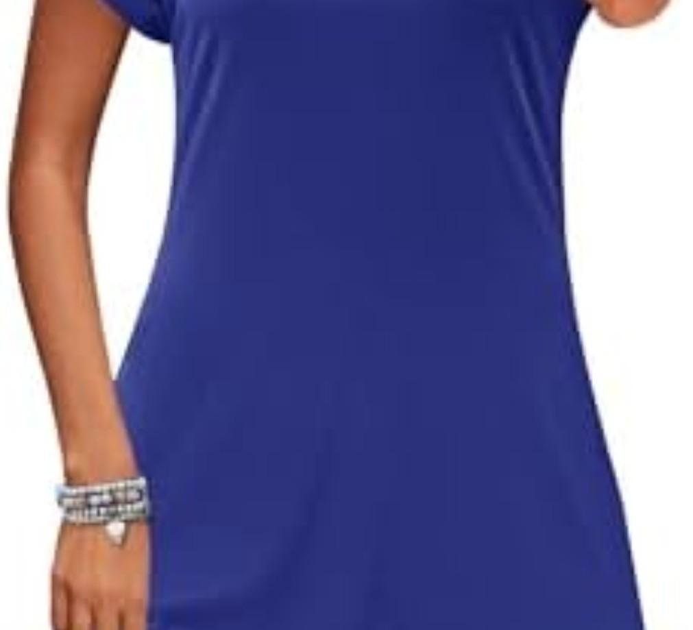 PLOKNRD Floral Dress Women Beach Flowy Dress Basic Fashion Swing Sundresses, Royal Blue, XL