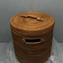 Rattan Laundry Hamper With Lid, Rattan Laundry Basket With Removable Liner Bag Handles (13.8" xL13.8"xW15.7"H (Round Brown-Lid)