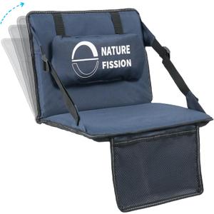 Stadium Seat with Back and Lumbar Support and Padded Cushion Foldable and Portable Perfect for Bleacher Chair in Sports Events and Camping Lawn Use (Indigo Blue)