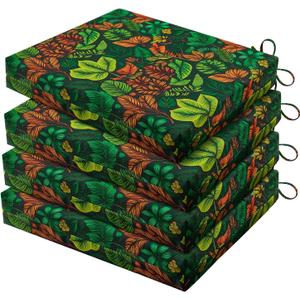 HARBOREST Outdoor Chair Cushions Set of 4, Water Resistant Patio Chair Cushions with Ties, Square Corner Outdoor Seat Cushions for Patio Furniture, 18.5"x16"x3", Colored Leaf