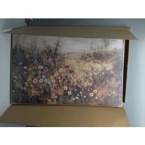 OIQArtOIQ Vintage Wildflowers Landscape Wall Art Framed Floral Natural Scenery Oil Painting Canvas Prints Country Farmhouse Fall Decor Pictures Kitchen Bedroom Living Room Bathroom 