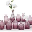 Glass Bud Vases Set, 12pcs Purple Small Flower Vases in Bulk