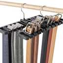 DIOMMELL 2 PCS Belts Rack, Storage Organizer, Hanger, Holder - Closet tie Racks Hangers Sturdy for Men Women, Black