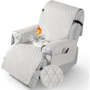 TAOCOCO 100% Waterproof Recliner Cover - Recliner Cover with Non-Slip Granule, Recliner Chair Covers with Elastic Band, Recliner Chair Covers for Reclining Chair(White,Medium-25'')