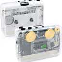 Auto Reverse Clear Stereo Cassette Player, Built-In Cool Copper Wheel Movement Earphone, Cassette Tape to MP3 Converter with Tape Converter Software, Powered by USB Power Cord or AA Battery