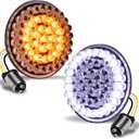 TRUE MODS 2" 1157 Front Amber + White LED Turn Signal & Running Light for Harley Davidson [Pair Set] [Black-Finish] [Bullet Style] For Sportster Street Glide Road King Softail Electra Heritage