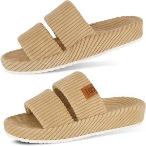 Orthopedic Slippers for Women with Ach Support Memory Foam Slippers for Plantar Fasciitis Orthotic Open Toe House Shoes Indoor Outdoor Rubber Sole, Brown 7