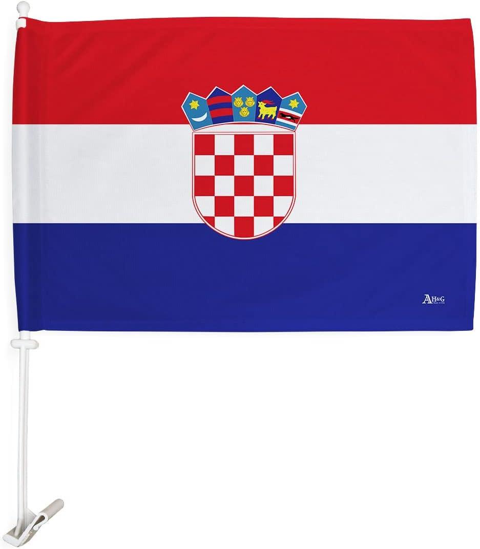 Croatia Flag World Cup 2022 Croatian Car Flags Bandera Para Carros De Auto Decorations Small Banner For Window Clip Pole Accessories FIFA Sports Fans Outdoor Game Football Soccer Gifts Made In USA