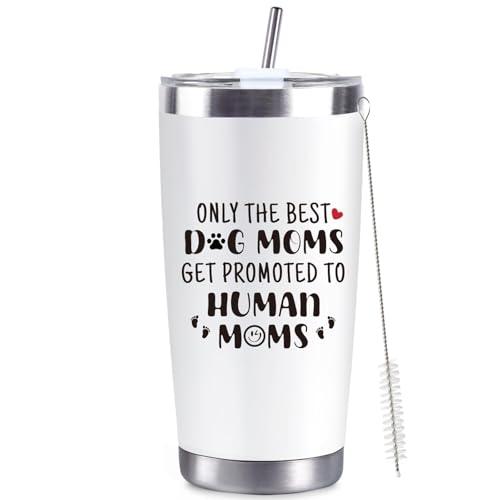 CUPLOOV New Mom Gifts for Pregnant Women, 20 Oz Stainless Steel Tumbler Set Funny Dog Mom Pregnancy Gift for Expecting Mom, Mother to be Gift for First Time Moms Wife Friend Mother Day Xmas Presents 3 Pack
