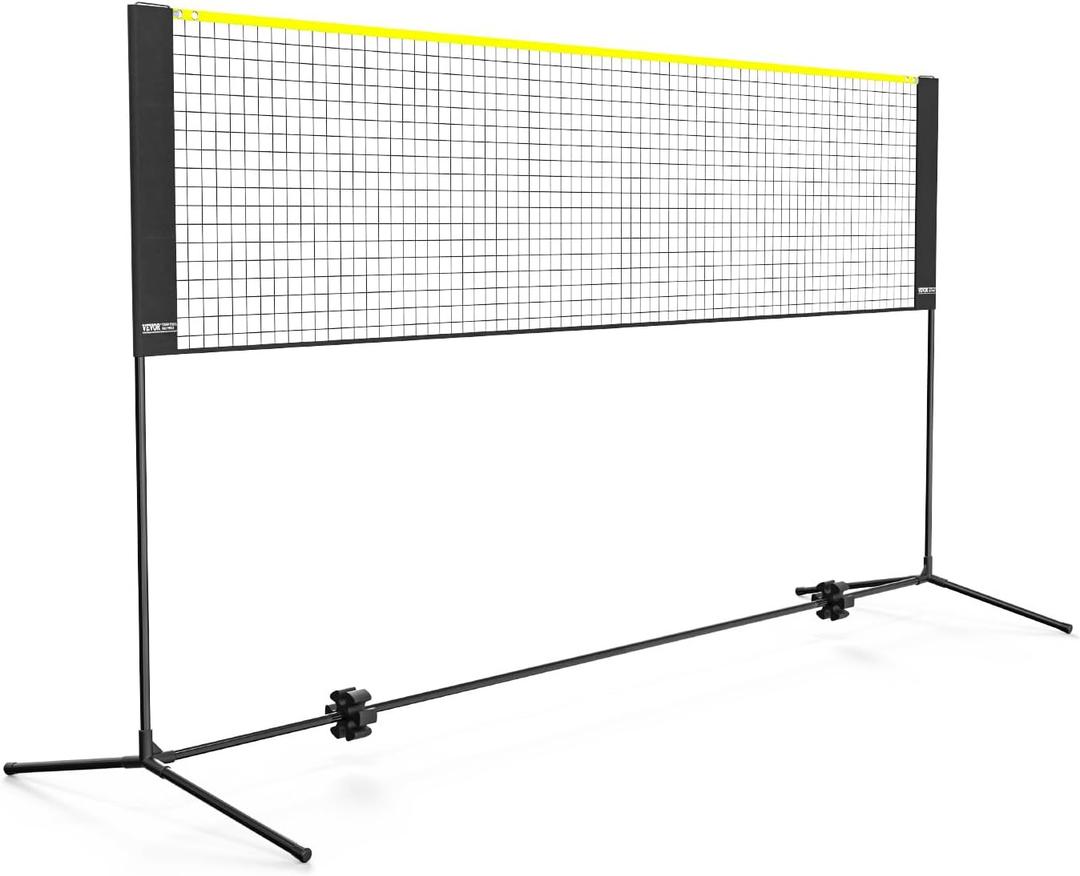 VEVOR Badminton Net, Height Adjustable Volleyball Net, Wide Foldable Pickleball Net, Portable Easy Setup Tennis Net Set with Poles, Stand and Carry Bag, for Kids Backyard Game Indoor Outdoor Use, 10ft