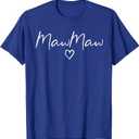 Mawmaw Gifts for Women Grandma Heart Mother's Day Mawmaw T-Shirt (Blue, XXL)