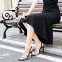 HARENCE Heels for Women Stilettos Sandals: Square Open Toe Strappy High Heeled Ankle Strap Rhinestone Dress Shoes for Wedding Prom Party Bridesmaid (Black)