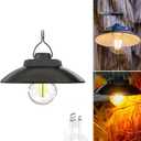 4 x LED Outdoor Solar Warm Light Camping Light, Waterproof Solar and USB Powered Retro Courtyard Lighting, 2 Mode Portable Emergency Light with Hook.