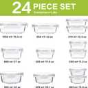 24-Piece Glass Food Storage Containers with Upgraded Snap Locking Lids,Glass Meal Prep Containers Set - Airtight Lunch Containers, Microwave, Oven, Freezer and Dishwasher,White