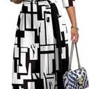 CaniBtr Maxi Dresses for Women Plus Size Casual 3/4 Sleeve Wrap V Neck Semi Formal Elegant Long Church Dress with Belt (Small)