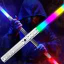 Light Up Swords Saber with RGB Colors,Dueling Light Sword for Adults and Kids,FX Sound Motion Sensors and Metal Hilt,Type-C Rechargeable,Halloween Xmas Toys Present,Galaxy War Fighters