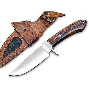 Handmade D2 Steel Hunting Knife - Bushcraft Fixed Blade Hunting Knife with Sheath and Wood Handle - 9.5 EDC Skinner Knife Ideal for Skinning, Camping and Outdoor