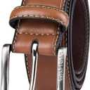 Tommy Hilfiger Mens Casual Semi-Dress Belt - Versatile for Work or Weekend (Regular and Big & Tall Sizing) (38, Brown Logo)