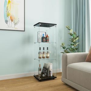 Beauty4U One-Door Glass Display Cabinet, Black Curio Cabinets for Living Room, Bedroom, Office, Collection Display, Quick Installation in 30 Mins, 3 Shelves Black Floor Standing Glass Bookshelf Beauty4U One-Door Glass Display Cabinet, Black Curio Cabinets for Living Room, Bedroom, Office, Collection Display, Quick Installation in 30 Mins, 3 Shelves Black Floor Standing Glass Bookshelf