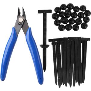 2 x 100pcs Automotive Zip Ties, Self-Locking Heavy Duty Nylon Cable Ties with Diagonal Pliers Universal Buckle & Pin Design Zipper Clips for Car Daily Repair