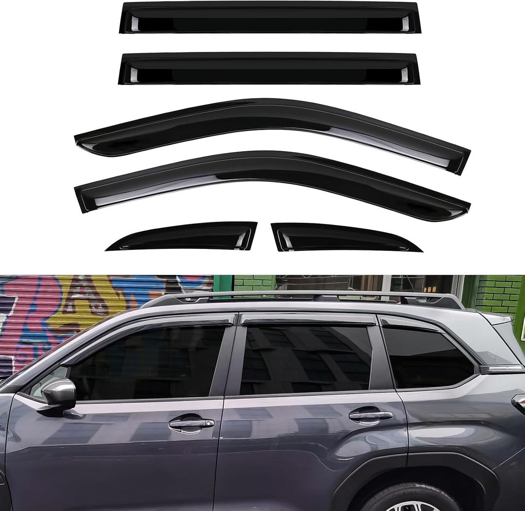 6Pcs Tape-On Rain Guards for Subaru Forester 2025 2026 ABS Side Window Deflectors