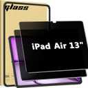 2 Pack Privacy Screen Protector for iPad Air 13 Inch M4/M3/M2, (2026/2025/2024, 8th/7th/6th Gen), Anti-Spy 9H Glass, Anti-Scratch, Bubbles Free, Easy Installation