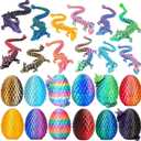 12PCS 3D Printed Dragon Eggs with Dragon Inside–Fantasy Tabletop Decor, Realistic 3D Printing Animals Toys– Desktop Decoration Collectible– Easter Basket Christmas & Stocking Stuffers(Random Colorful)
