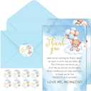 50 Pack Baby Shower Thank You Cards with Envelopes Stickers - Cute Bear Baby Shower Cards - Baby Girl/Baby Boy Shower Thank You Notes Birthday Supplies, 4 x 6 Inch (Blue)