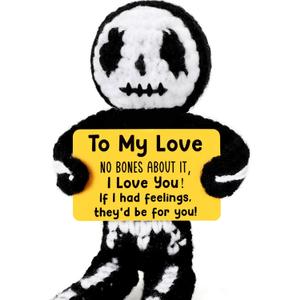 Crochet Skeleton Love Gift for Couples, Halloween Surprise Anniversary Gag Birthday Gift for Him Her, Funny Romantic Present for Girlfriend Boyfriend