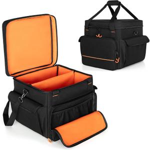 LUXJA Padded Bag For 2 Effect Lights or Moving Head Lights | Effect Light Bag with Inner Divider and Multiple Accessory Pockets, Detachable Shoulder Strap, Black