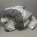 Litanika King Size Comforter Set Sage Green - 3 Pieces Lightweight Quilt Bedding Comforter Sets, Light Green White Colorblock Stripe Fluffy Bed Set, All Season Down Alternative