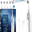 Electric Toothbrush with Water Flosser for Adults, 3-in-1 Sonic Brush & Floss Combo, Cordless Oral Irrigator with 5 Brush Heads, 3 Modes, 30-Day Battery, Travel Toothbrush for Braces, Sensitive Gums