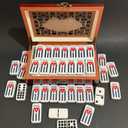PRK 14 Cuban Double 9 Dominoes Set in Premium Wooden Box Classic White Tiles with Colored Dots Dominoes in Durable Wooden Storage Case Traditional Cuban Style for Friends