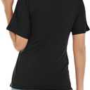 LEIYEE Womens Summer V Neck Short Sleeve Wrap Tops Casual Cute Front Twist Tie Knot Shirts Blouse (Black, M)