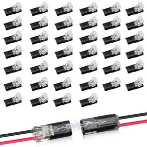 40Pcs Double-Wire Plug-in Connector Led Light Strip Connectors with Locking Buckle, Led Strip Lights Connectors Low Voltage Wire Connector