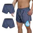 TIICHOO Incontinence Underwear for Men Washable Urinary Leak Proof Boxers with Front Fly Regular Absorbency 2 Pack (3X-Large, Blue Plaid)