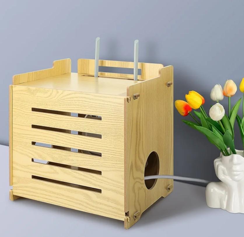 Solid Wood Projector Shelf Router Shelf Projector Stand Router Storage Box Router Cover Organized Modem Cable Power Strip Cable Management Hider Rack by Need Assembly (Fliptop Door)