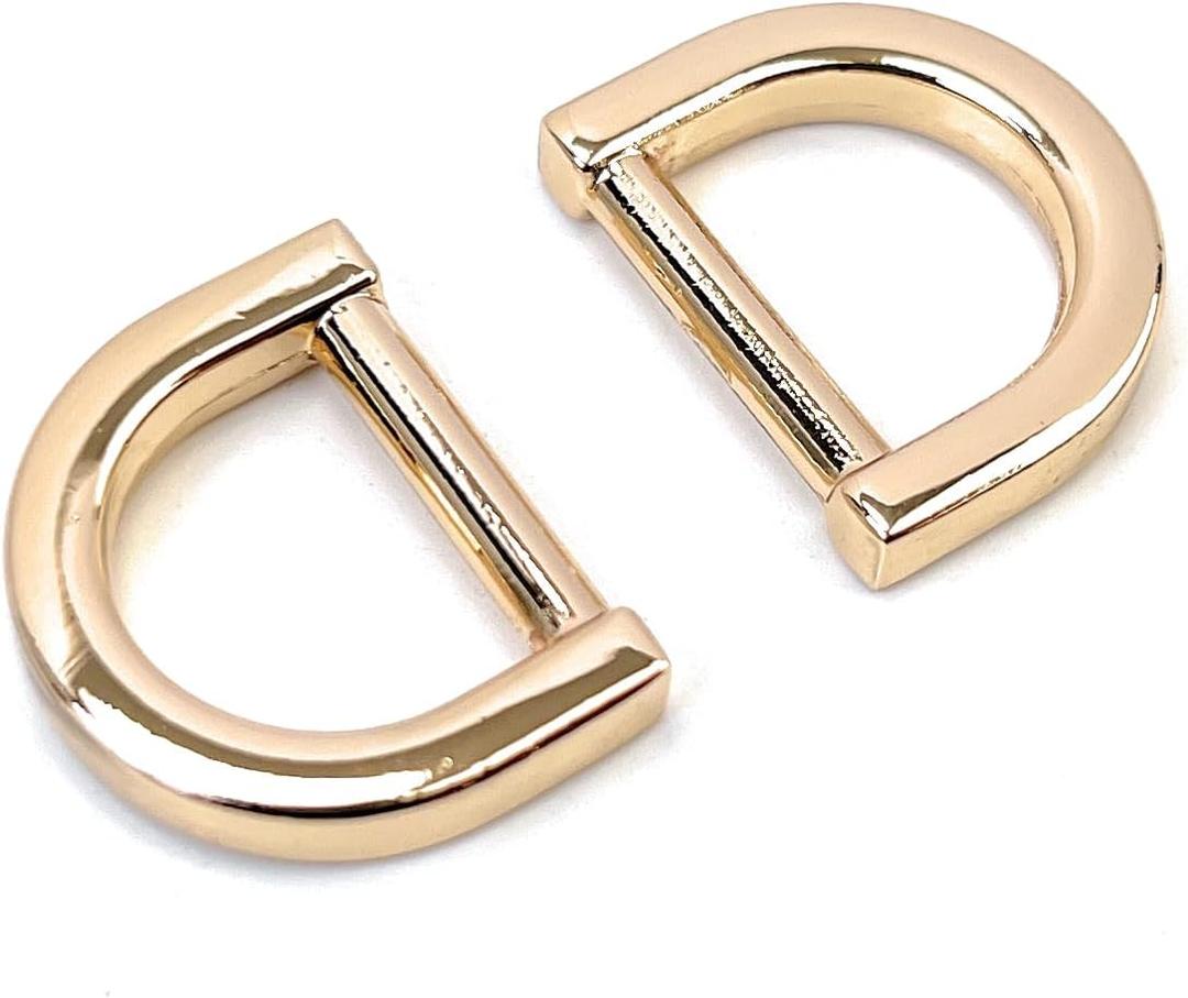 10 Pcs Heavy Duty D Rings 5/8 Inch Light Gold Solid Zinc Alloy Die Casting for Purse Making Leather Craft