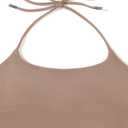 REORIA Women's Sexy Halter Backless Double Lined Tank Top Y2k Trendy Camisole Crop Tops (Beige, M)