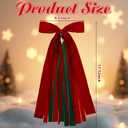 Large Red Velvet Christmas Ribbon Bow Sash for Wreath 12" x 24" Classic Xmas Tree Topper Bow Ribbons Bundle Giant Holiday Ornaments Decor for Winter Front Door Wall Window Indoor Outdoor (Red and Green)