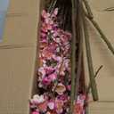 florisso 6 PCS Artificial Cherry Blossom Branches Spring Indoor Decoration, Faux Flowers 34.45" Long Stems Plum Fake Peach Plants Real Touch Silk for Wedding Home Bedroom Party Table Office, Pink