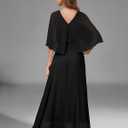 DRESSTELLS Formal Wedding Guest Dresses, 2026 Spring Bridesmaid Party Cocktail Evening Long Prom Lace Dress (Black, XXXL)