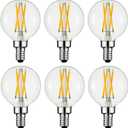 Arberlic G16.5 Light Bulb,4W E12 LED Bulb dimmable Equivalent E12 Candelabra Bulb 40 Watt,Warm White 2700K,400lm,CRI85+,AC120V,Edison Style,Clear Glass,ETL Listed,Pack of 6