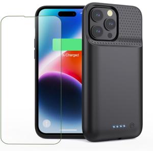 Battery Case for iPhone 14 Pro Max/14 Plus/13 Pro Max,[2025 Upgraded] 8600mAh Ultra-Slim Portable Extended Charger Case Cover for iPhone 13 Pro Max/14 Pro Max/14 Plus Charging Case (6.7 Inch)-Black