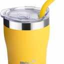 Kids Tumbler with Straw-9 oz Stainless Steel Double Wall Vacuum Insulated Tumbler Cup with Spill Proof Lid, Sweat-Free (Yellow)
