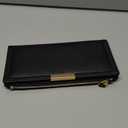 Slim Women Wallet Bifold Ladies Long Purse Travel Credit Card Holder with Coin Zipper Pocket (A01 Black)