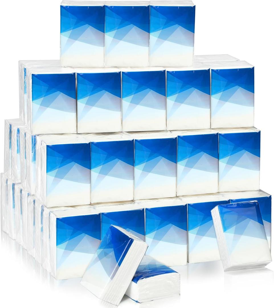 Therwen 100 Pack Pocket Tissues Travel Packs Bulk 1000 Sheet Mini Tissues Bulk 3 Ply Small Travel Size Paper Individual Pocket Size (Geometric)