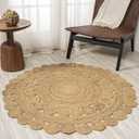 JONATHAN Y Bodhi Jute Hippie Circle Natural 4' Round Indoor Area Rug, Natural-Fibers, Geometric, Easy-Cleaning for Living Room, Bedroom, Kitchen, Pet Friendly, Non-Shedding (RNF104A-4R)